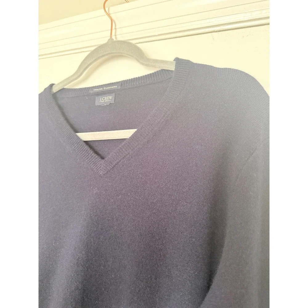 J. Crew Italian Cashmere V-Neck Sweater Black Medium 100% Cashmere